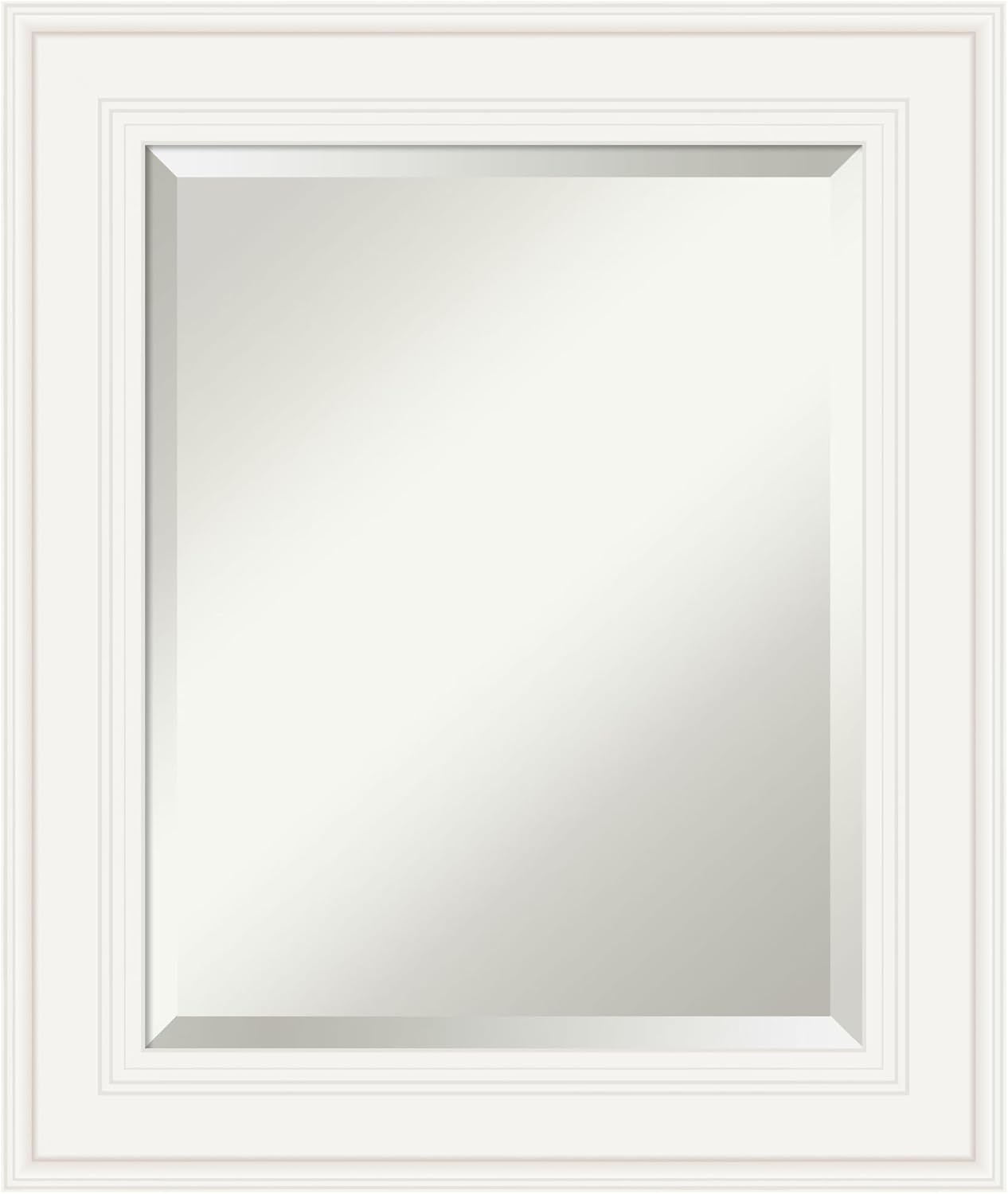 Amanti Art White Bathroom Mirror for Over Sink, 26x22 Ridge White Rectangle Vanity Mirror, Small Traditional Frame, Hangs Horizonally and Vertically, Bathroom Wall Decor, Beveled Edge from WI, USA