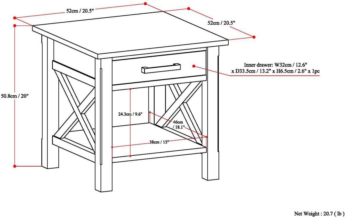 SIMPLIHOME Kitchener SOLID WOOD 21 Inch Wide Square Contemporary End Side Table in Fog Grey, For the Living Room and Bedroom