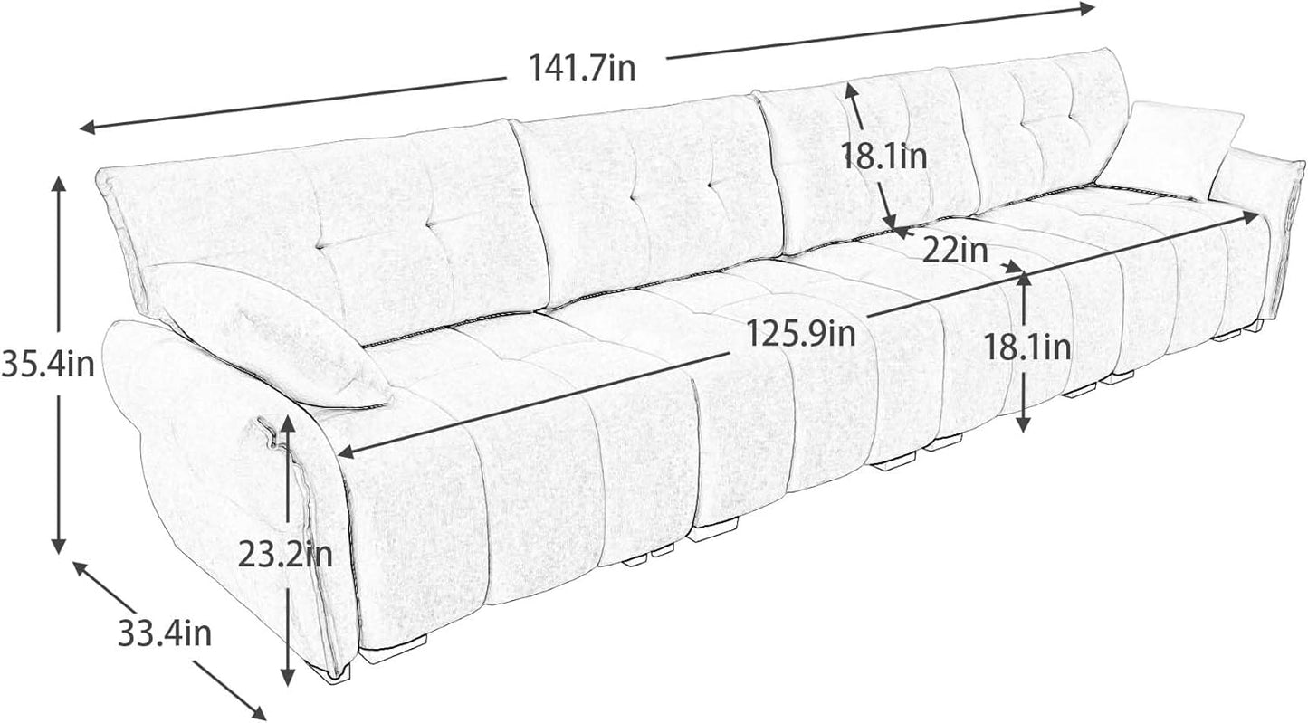 Modern Chenille Fabric 4-Seat Sofa w/ 2 Pillows, Premium Upholstery Living Room Couch with Tufted Backrest & Comfortable Armrests and High-Resilience Memory Foam Cushions,Green
