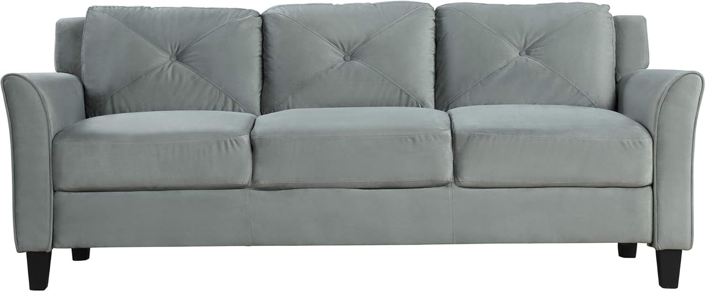 3 Pieses Modern Living Room Sofa Sets Polyester Blend Button Tufted Sofa&Couch Include 3 Seaters Couch, Loveseat and Armchair with Ergonomically Curved Armrests for Home Apartment Office