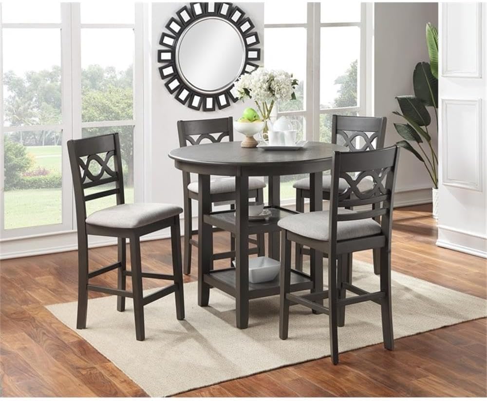 New Classic Furniture Cori 5-Piece Counter Dining Table Set, Gray