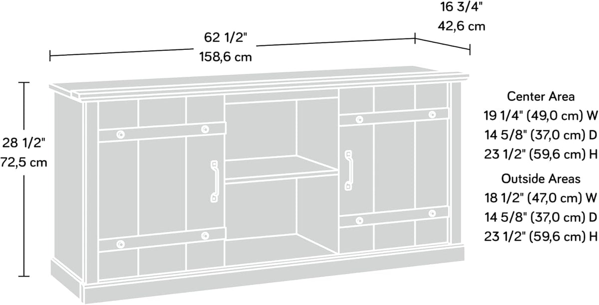 Sauder Misc Entertainment Farmhouse TV Stand, for TVs up to 70", Raven Oak Finish