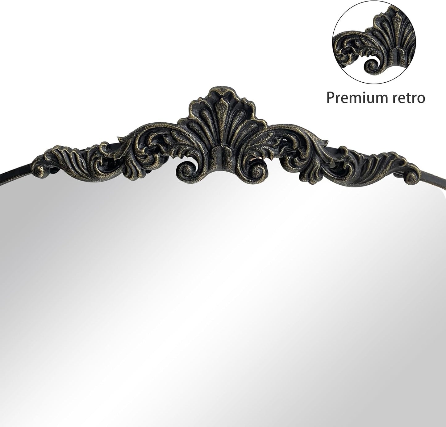 WAMIRRO Arched Mirror,Black Traditional Vintage Ornate Baroque Mirrors,Antique Brass Mirrors for Entryway/Fireplace/Living Room/Hallway/Bathroom.24“X36“ Black