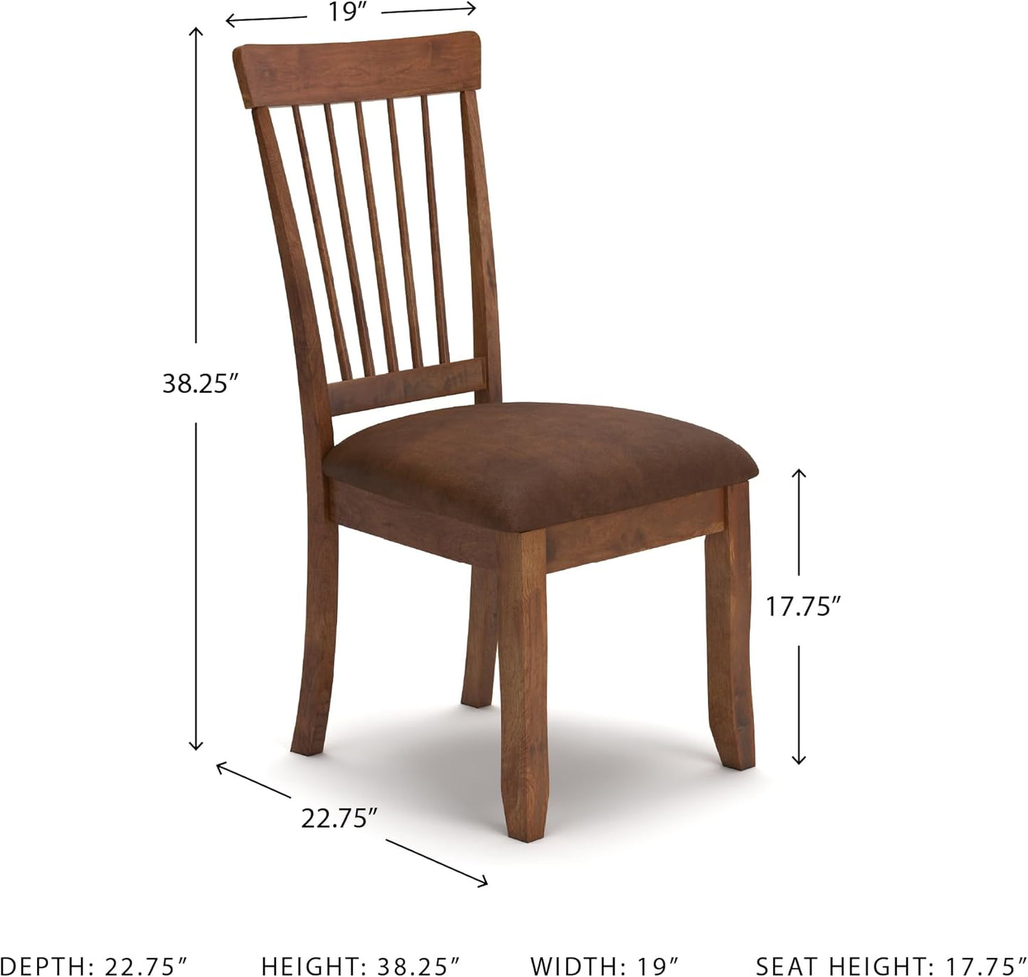 Signature Design by Ashley D199-01 Berringer 18" Rustic Dining Chair with Cushions, 2 Count, Light Brown