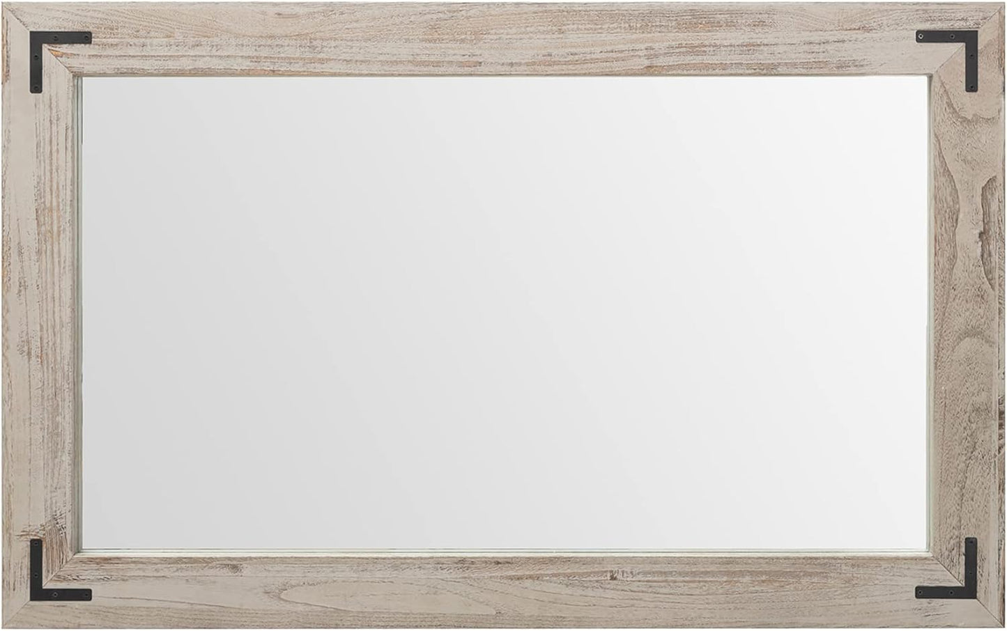 YOSHOOT Rustic Wooden Framed Wall Mirror, Natural Wood Bathroom Vanity Mirror for Farmhouse Decor, Vertical or Horizontal Hanging