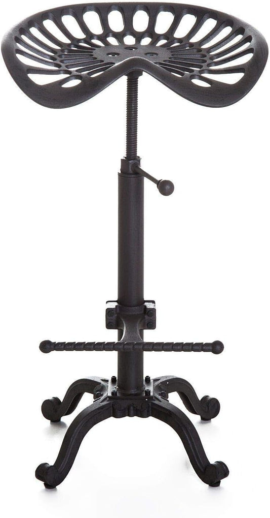 LOKKHAN Rustic Industrial Bar Stool - Cast Iron Tractor Seat - Adjustable Counter Height Swivel Breakfast Bar - Farmhouse Metal Stool - 19.7-26.8 Inch Seat Height