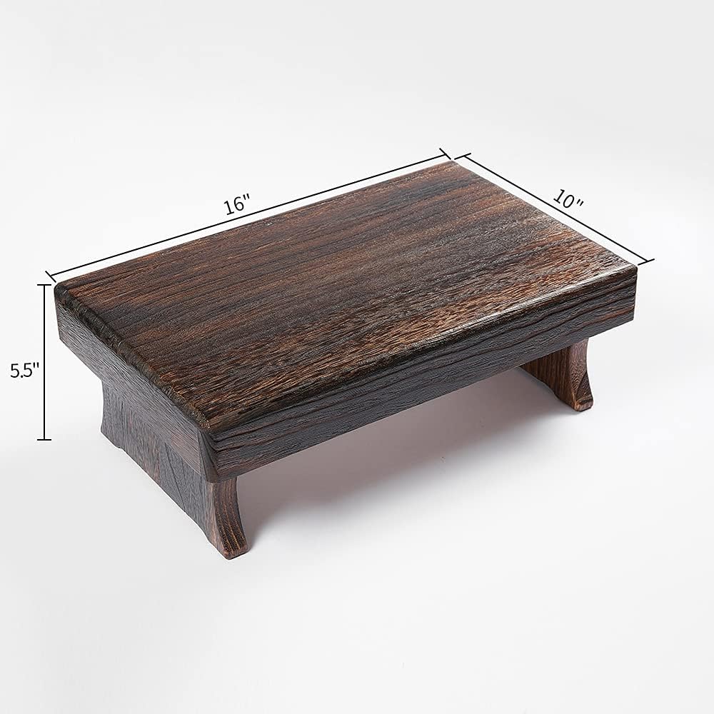 Wood Step Stool, Portable Rectangle Bed Stool, Small Step Ladder for Kitchen & Bathroom, Foot Rest Stool Under Desk, Large Surface, Strong and Durable