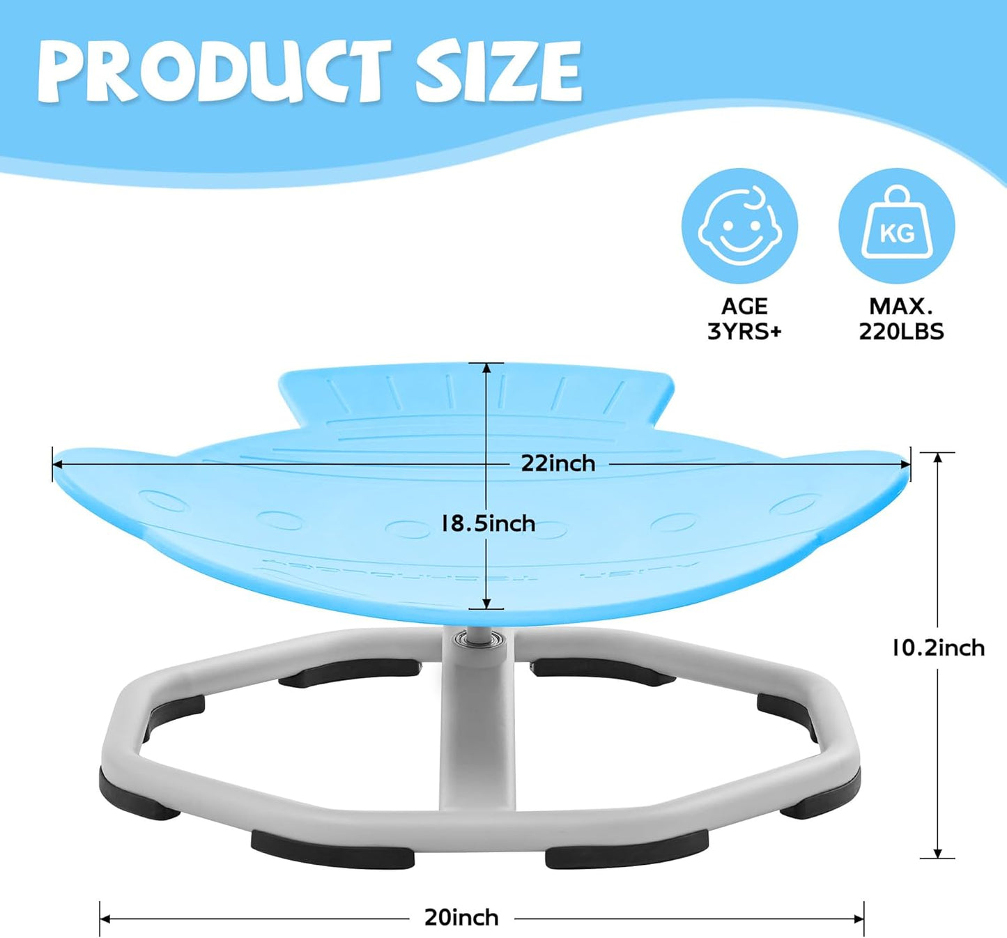 Spinning Chair for Autistic Kids, Non-Slip Sensory Spinning Chair, Sit and Spin Autism Toys Training Body Coordination (Blue)