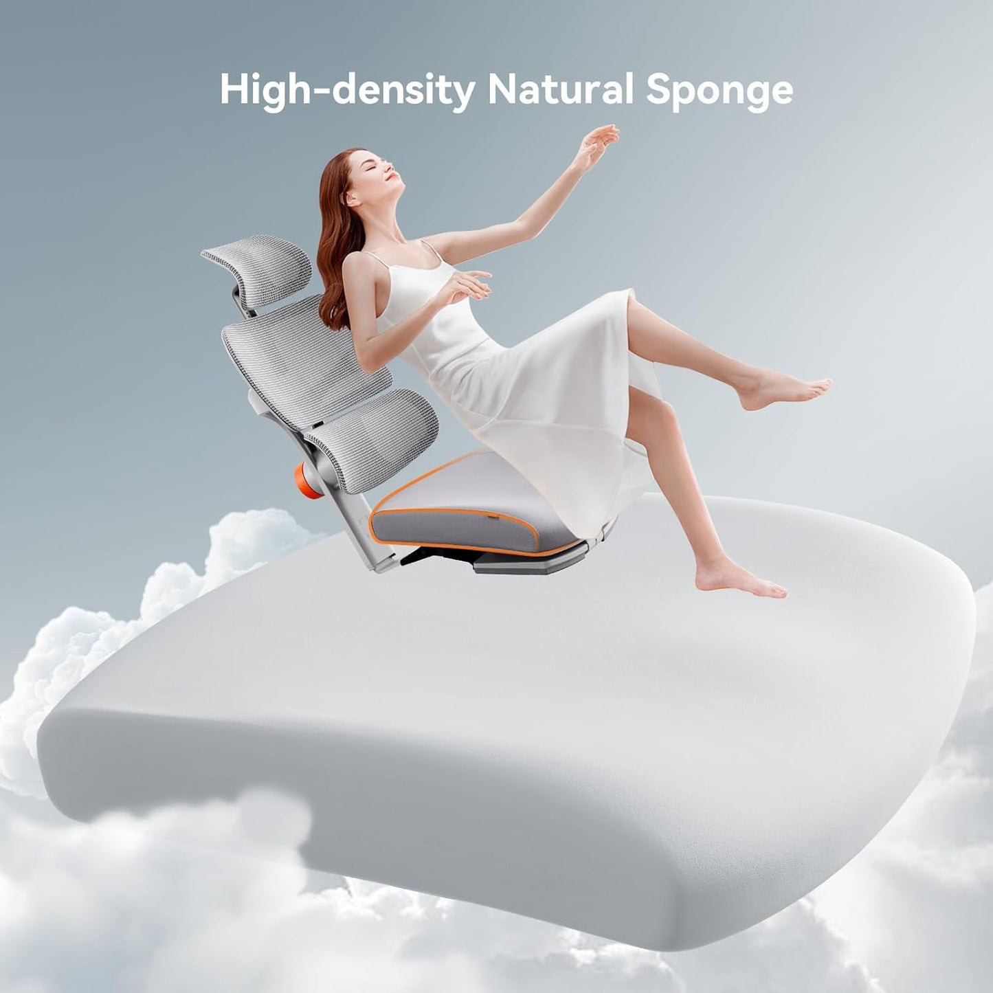 Newtral Ergonomic Office Chair - Home Office Desk Chair, Big and Tall Office Chair, Auto-Following Lumbar Support, 4D Armrest, Adjustable Seat Depth and Heigt (with Footrest, Gray)