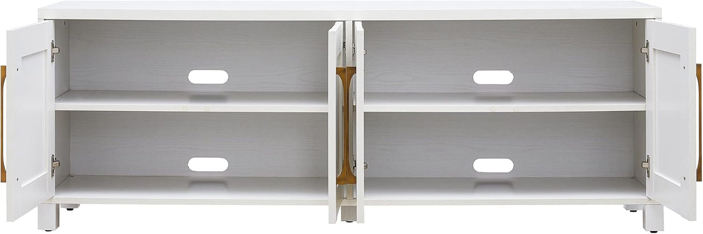 Henn&Hart Rectangular TV Stand for TV's up to 80" in White, TV Stands for the Living Room