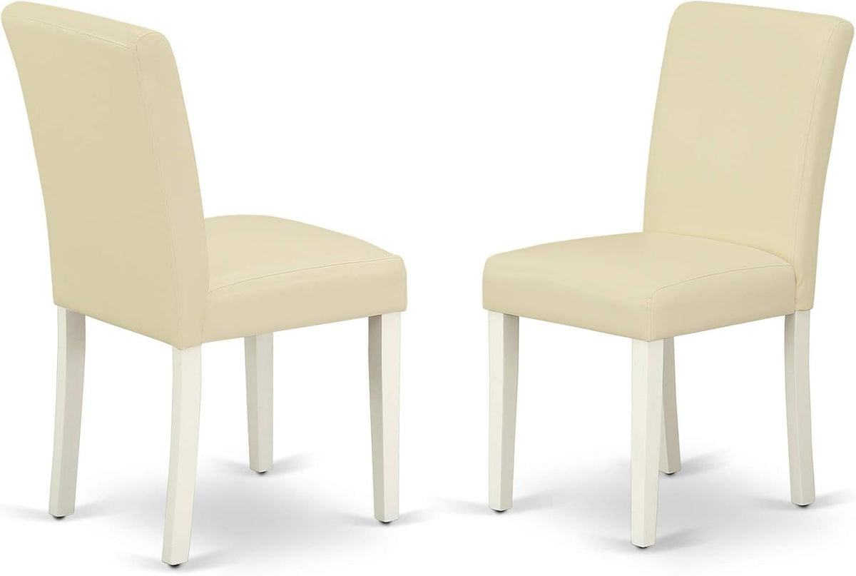 East West Furniture X097AB264-6 6 Piece Modern Dining Table Set Contains a Rectangle Wooden Table with X-Legs and 4 White Faux Leather Parson Chairs with a Bench, 40x72 Inch, Multi-Color
