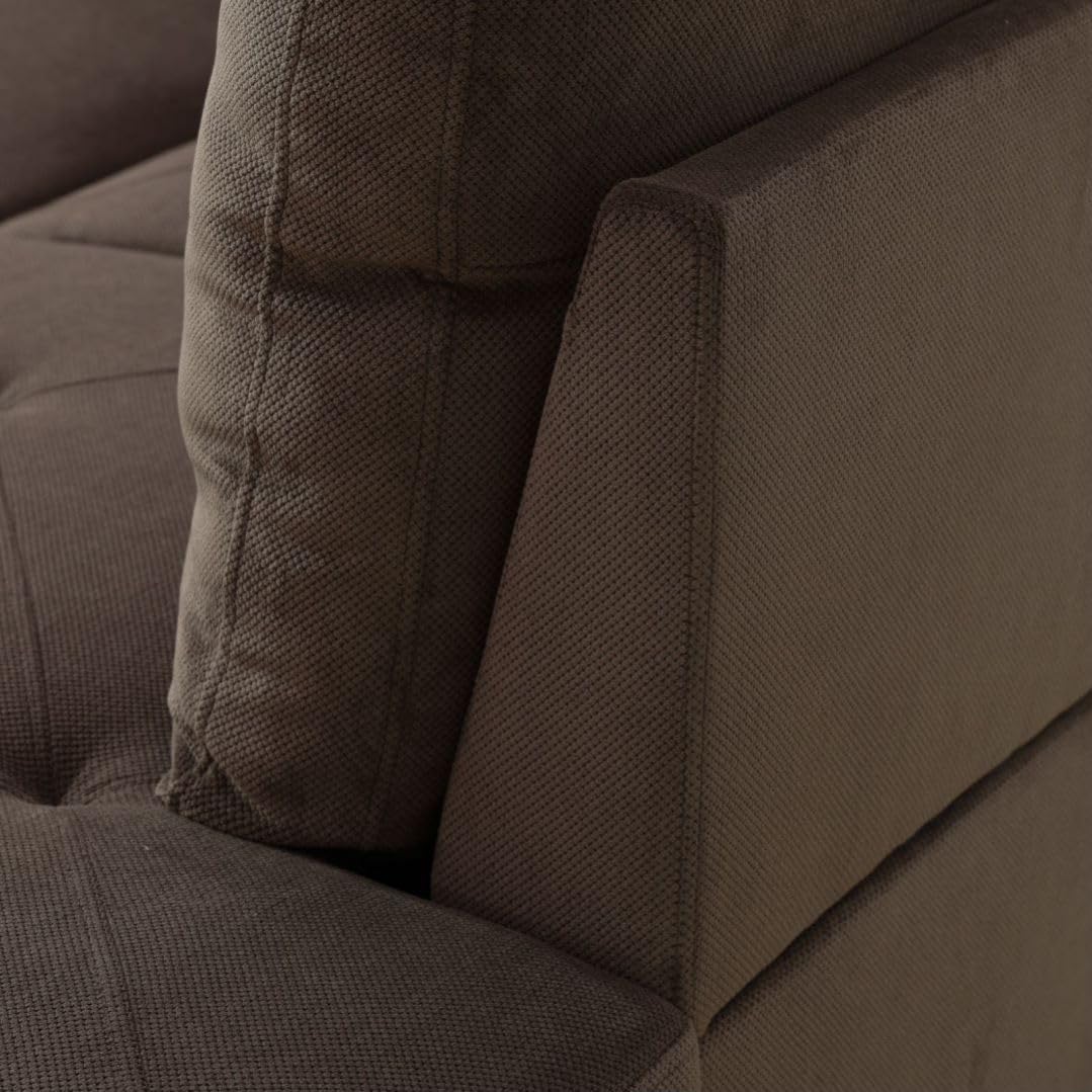 Brown L-Shaped 3-Piece Corduroy Fabric Sofa with Storage Ottoman Set, Sectional Couch Sofa Set for Living Room, Office, Small Space