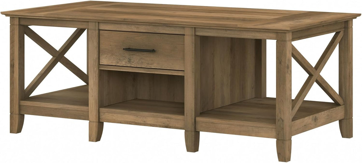 Bush Furniture Key West Coffee Table with Storage in Reclaimed Pine