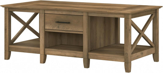 Bush Furniture Key West Coffee Table with Storage in Reclaimed Pine