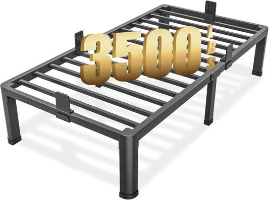 FUIOBYVV Twin XL Bed Frames with Round Corner Edge Legs 14 inch High 3500 lbs Heavy Duty Metal Platform Bed Frame Twin Size No Box Spring Needed/Non-Slip/Steel Slat Support/Noise Free