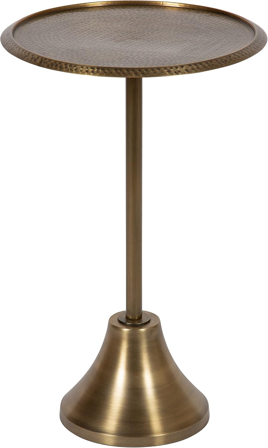 Kate and Laurel Sanzo Modern Round Pedestal Side Table; 15 x 15 x 24; Gold; Decorative End Table with Hammered Tabletop for Use as a Bedroom Nightstand or Living Room Accent