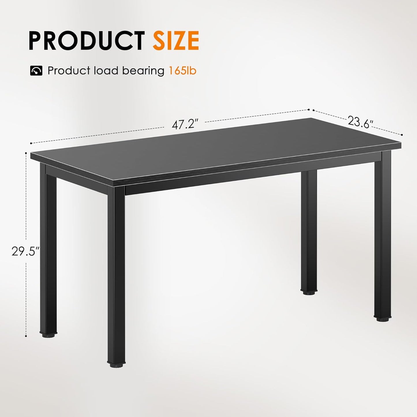 DlandHome 47 inches Medium Computer Desk, Composite Wood Board, Decent and Steady Home Office Desk/Workstation/Table, BS1-120BB Black Walnut and Black Legs, 1 Pack