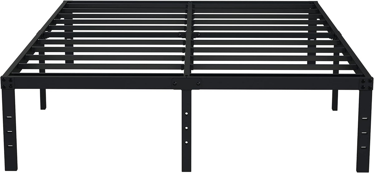 EMODA 16 Inch Platform King Bed Frame No Box Spring Needed, Heavy Duty Metal Mattress Foundation with Sturdy Steel Slats Support, Noise Free, Easy Assembly, Black