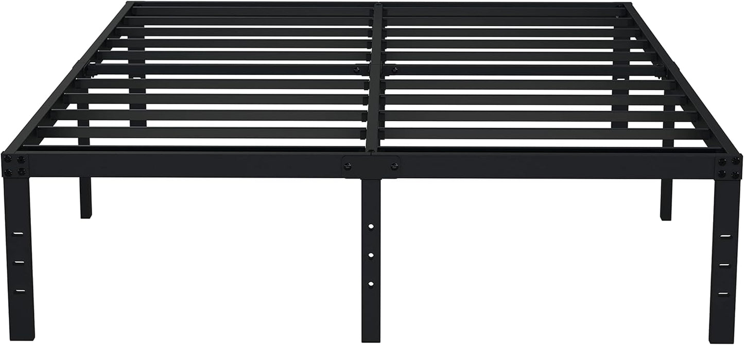 EMODA 16 Inch Bed Frame Queen Size Heavy Duty Metal Platform No Box Spring Needed with Steel Slat Support, Easy Assembly, Black