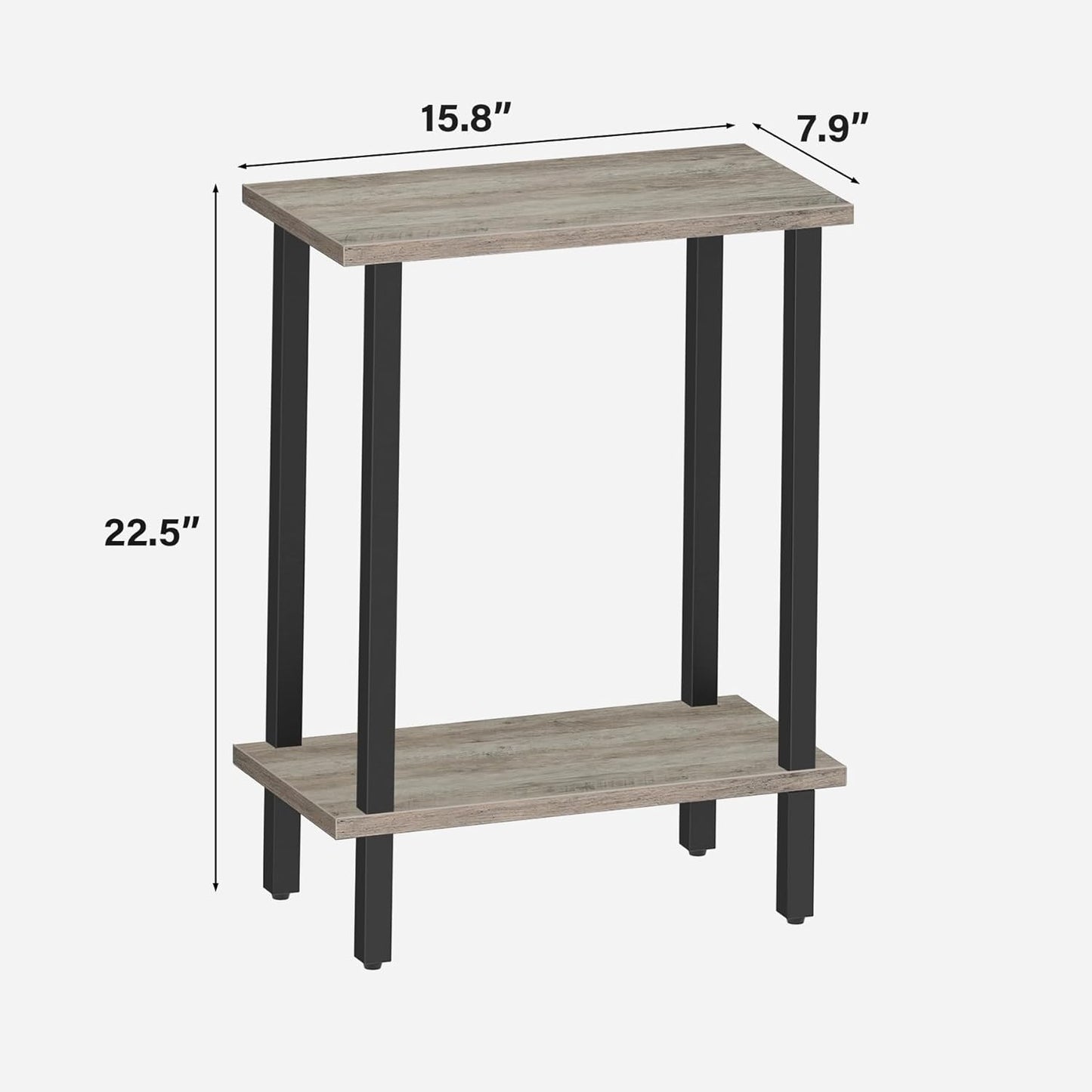 TUTOTAK Small Side Table, Narrow End Table, Set of 2, Skinny Sofa Table, Slim Nightstand, Couch Table, Living Room, Bed Room, Greige TB01BG0622