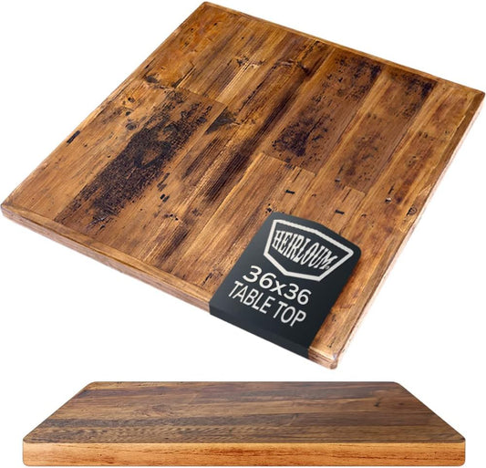 Reclaimed Wood Table Top - Rustic Recycled Wooden Piece Perfect for Signs, Counters, Kitchens, Dining and Coffee Table Tops (Straight Plank Table Top 36" x 36")