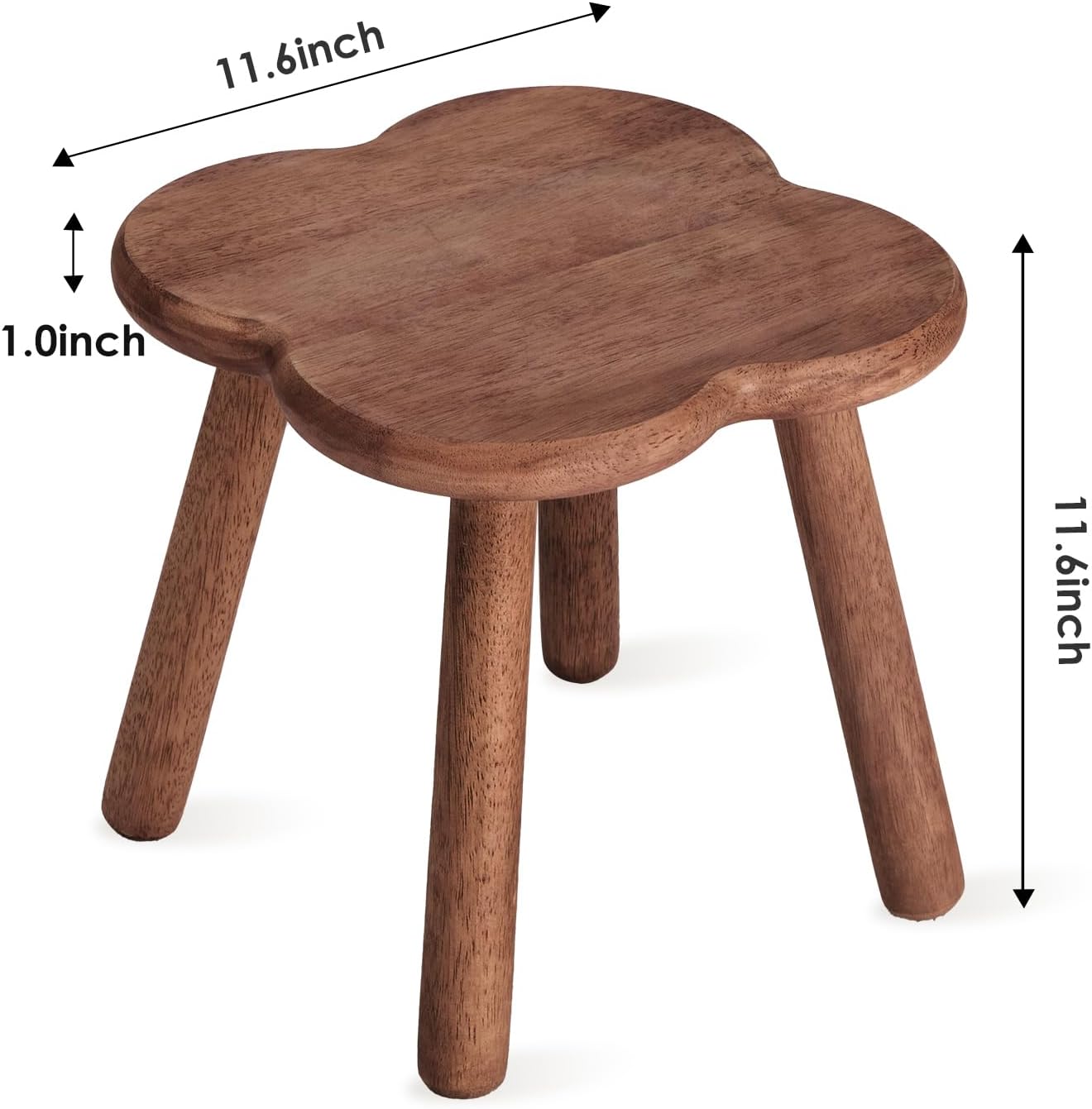Wooden Step Stool for Adults Upgraded11.6inch Small Wooden Stool with Four Detachable and Assembled Legs for Bathroom, Kitchen, Bedroom, Plant Stand (Natural Solid Wood top and Legs)