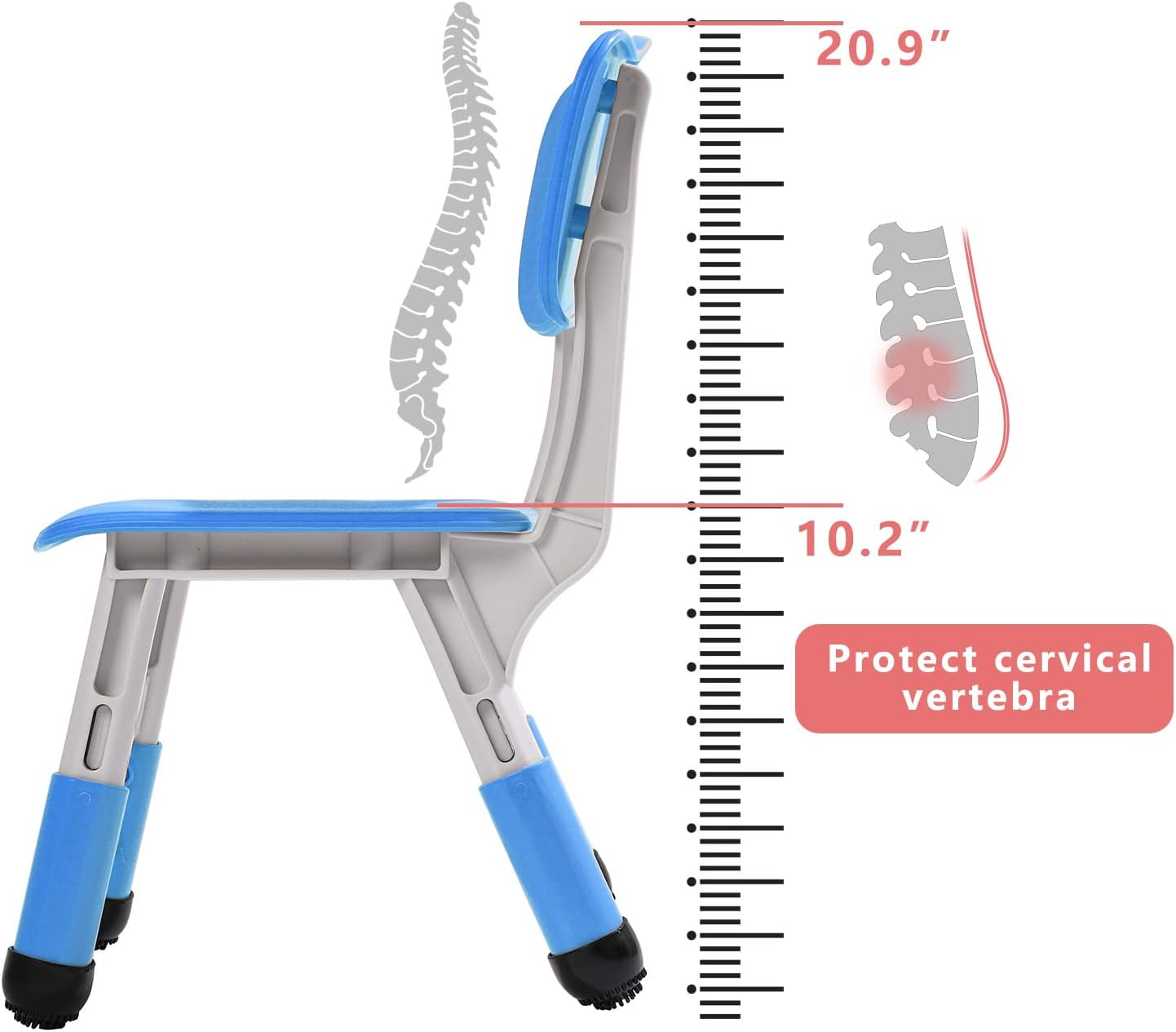 4 Piece Kids Chair Set 3 Levels Adjustable Stackable Kids Chairs Ideal for Playrooms, Schools, Daycares and Homes Washable and Easy to Clean Max Weight 220LB(Navy Blue4piece Set)