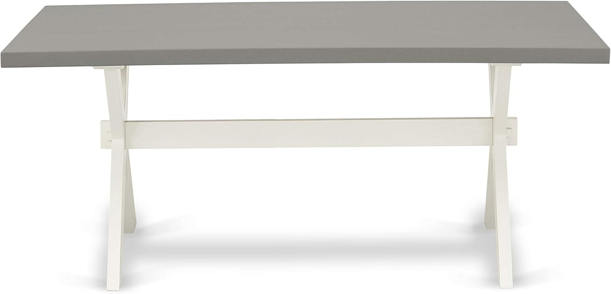 East West Furniture X097EN206-6 6 Piece Dining Set Contains a Rectangle Dining Room Table with X-Legs and 4 Dark Shitake Linen Fabric Parson Chairs with a Bench, 40x72 Inch, Multi-Color