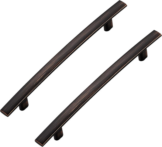 10 Pack Cabinet Handles 5" Hole Center - Curved Cabinet Pulls Oil Rubbed Bronze Drawer Pulls for Kitchen Cupboard Solid Hardware for Dresser Drawer Arch Hardware