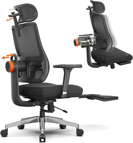 Newtral Ergonomic Office Chair-Home Office Desk Chair with Footrest, Auto-Following Backrest & Headrest, 4D Armrests, 96°-136° Recline