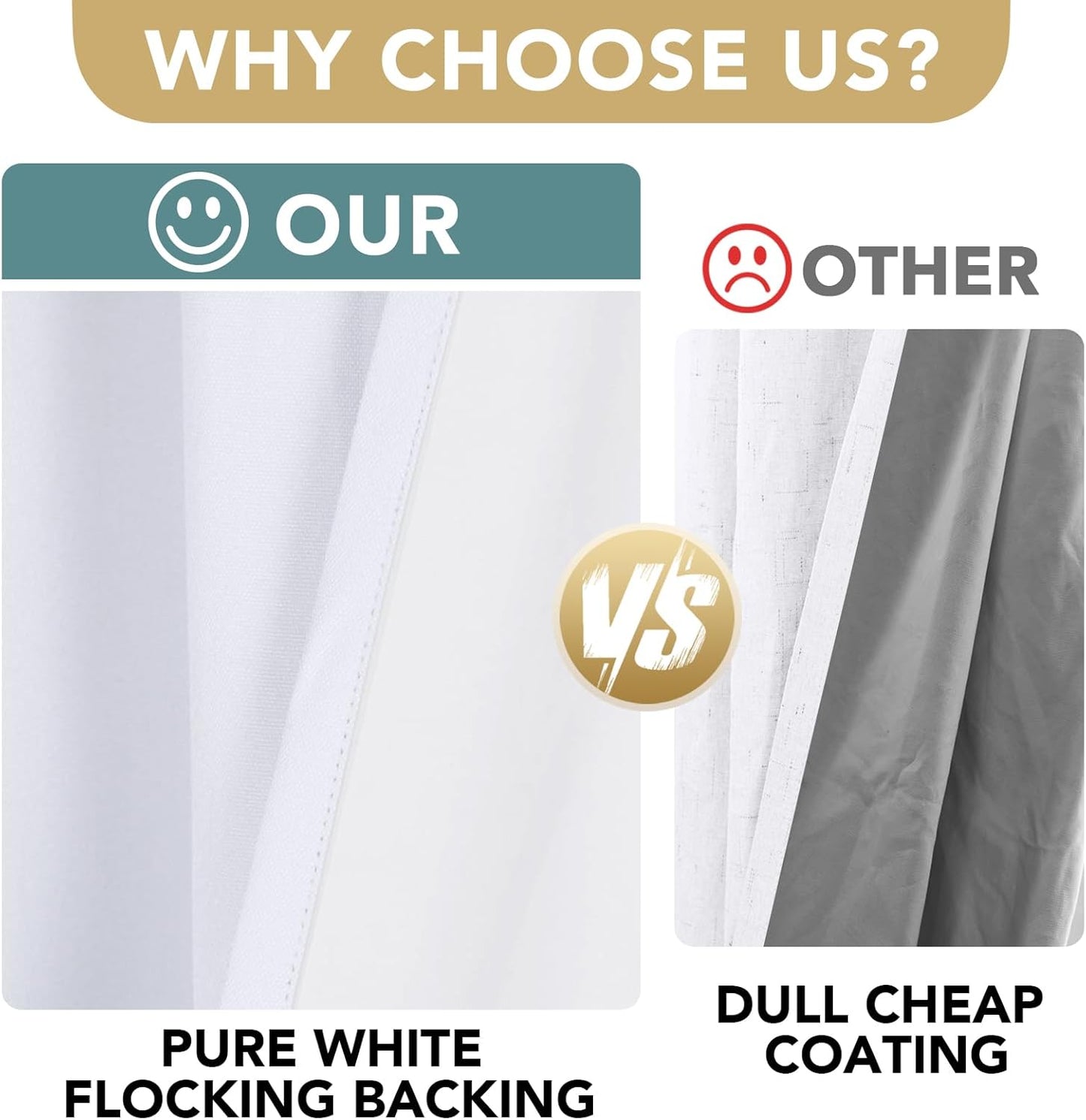 H.VERSAILTEX Linen Blackout Curtains 54 Inches Long 100% Blackout Thermal Insulated Textured Linen Look Curtain Draperies Anti-Rust Grommet, Energy Saving with White Liner, 2 Panels, Bright White