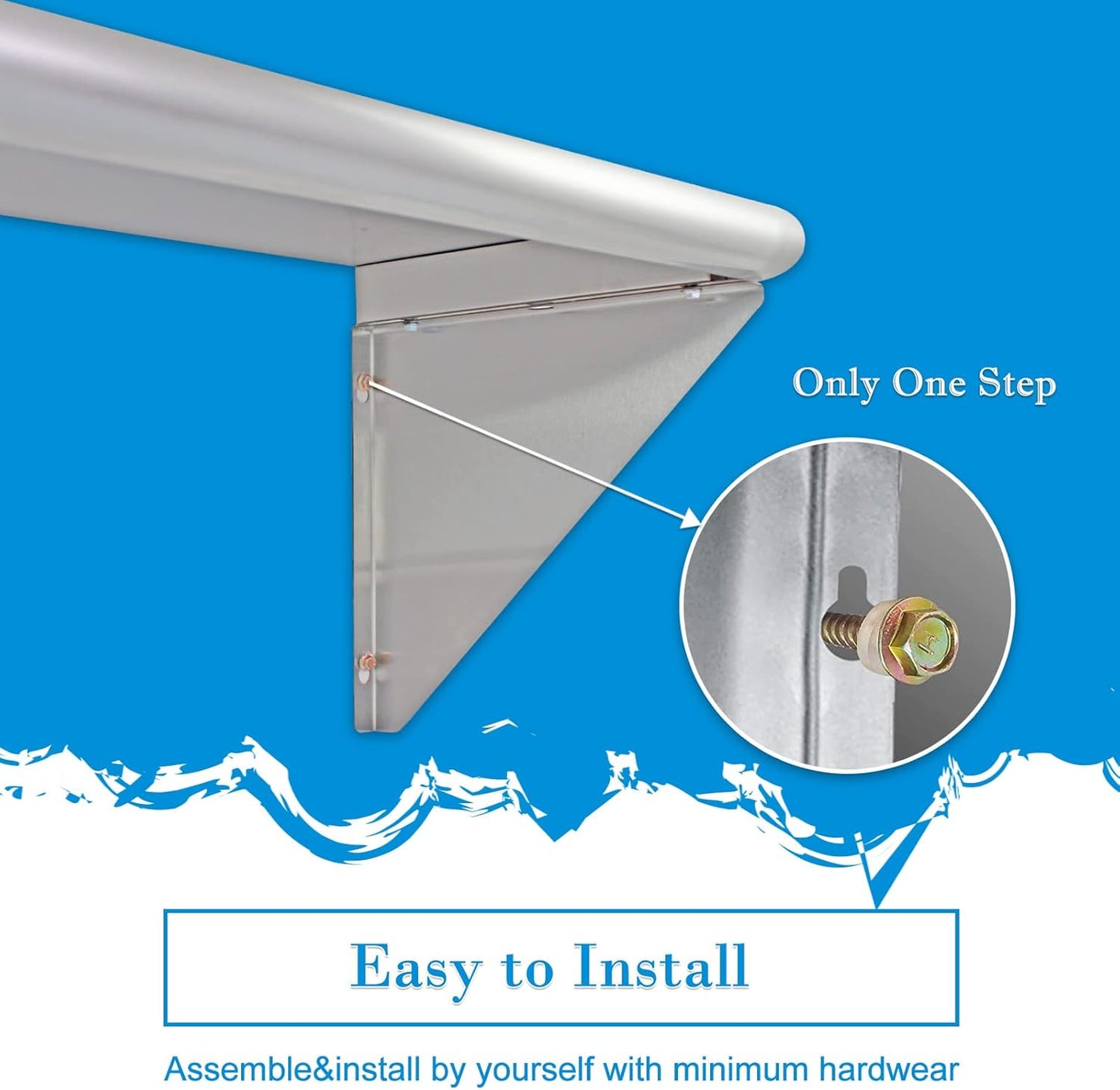 Stainless Steel Shelf 12x48 Inches, NSF Commercial Metal Wall Mounted Rack Shelves,Floating Shelving for Restaurant, Food Truck, Kitchen,Garage,Washrooms,Home&Hotel