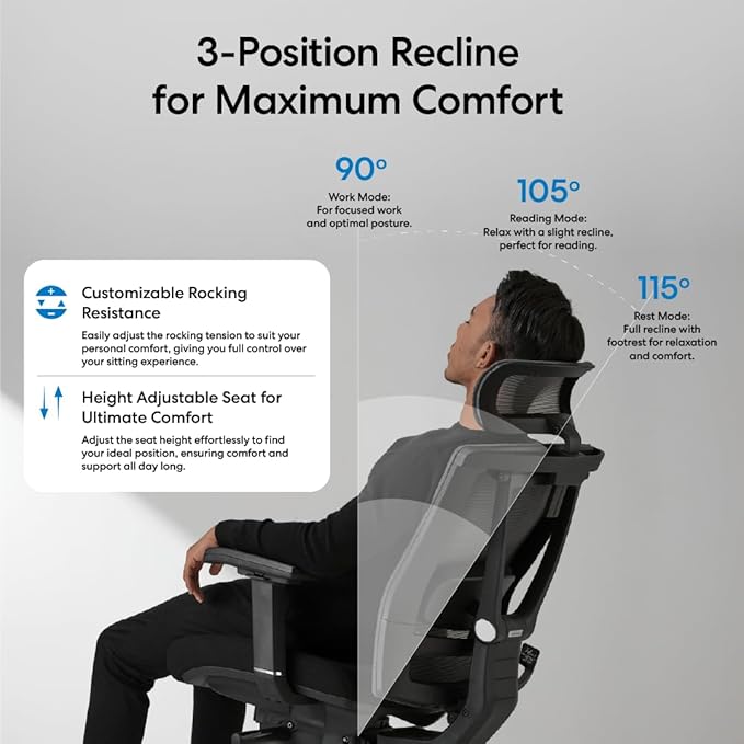 Autonomous ErgoChair Pro Ergonomic Office Chair Foam Black & White Adjustable Lumbar Support, Rolling Swivel - Home Office Desk Chairs with Wheels and Arms - Ergonomic Desk Chair Comfy for Gaming