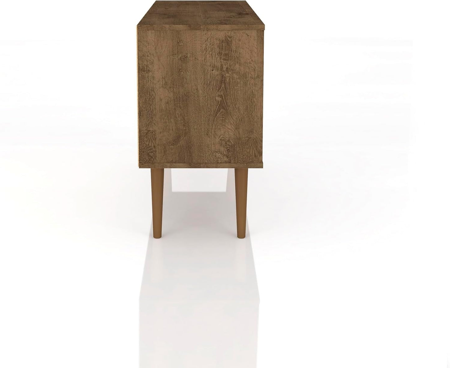 Manhattan Comfort Liberty Mid Century Modern TV Stand for Televisions up to 46 Inches, Bedroom and Living Room Entertainment Center with Storage, Shelves, and Cabinet, 43" Wide, Rustic Brown/Aqua