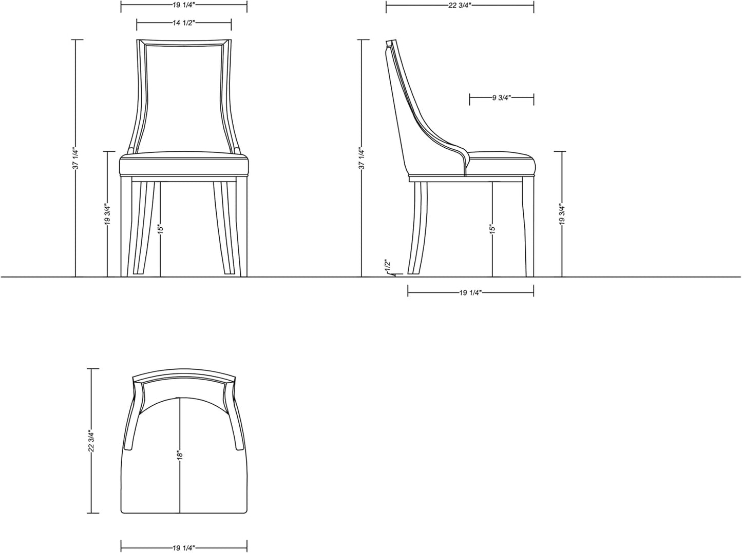 Manhattan Comfort Grand Avenue Faux Leather Dining Chairs, Parsons Accent Furniture with Padded Wingback Seat and Solid Beech Wood Frame, Set of 2, Light Grey