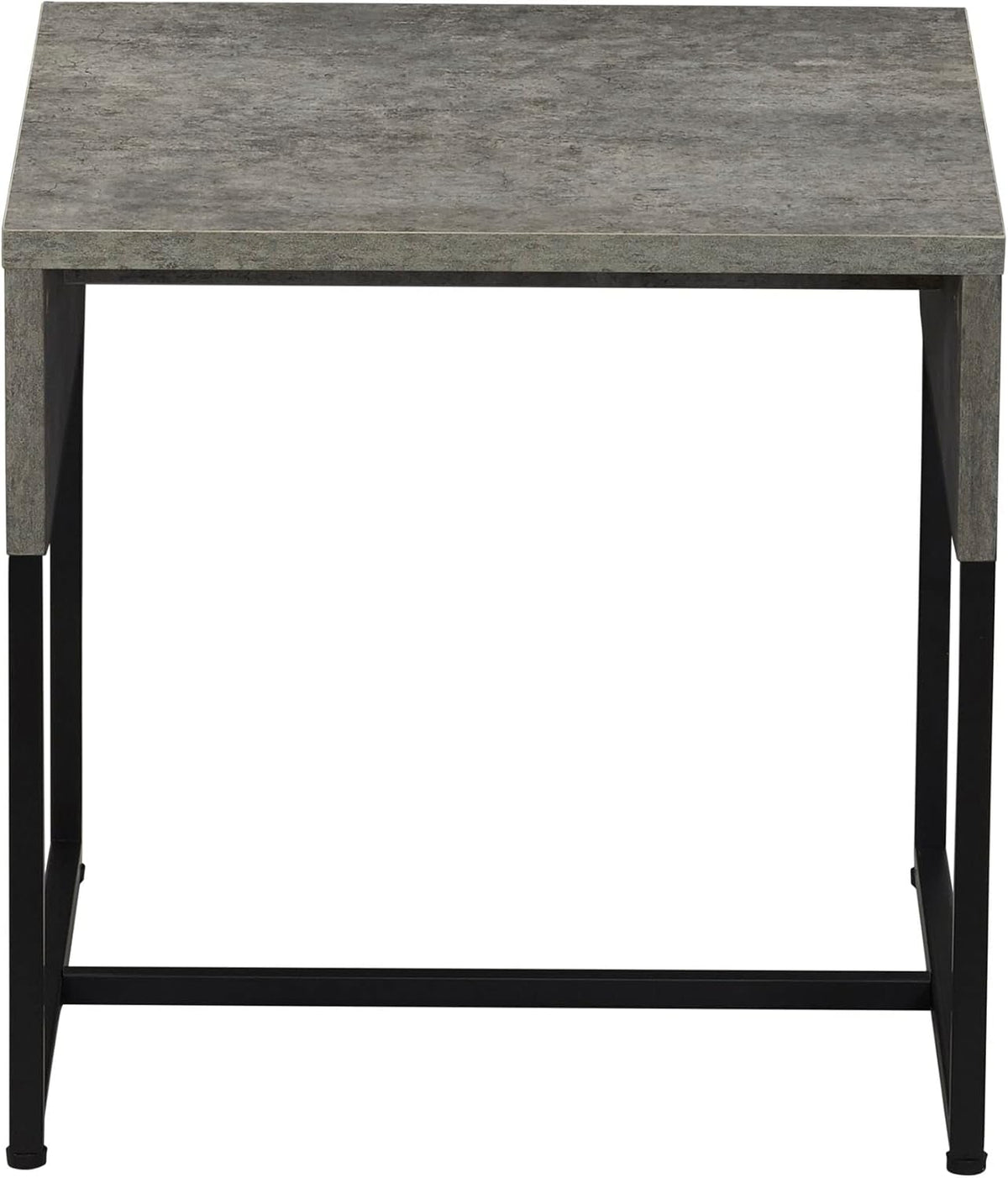 Household Essentials Wrap Square Side End Table Rustic Slate Concrete and Black Metal