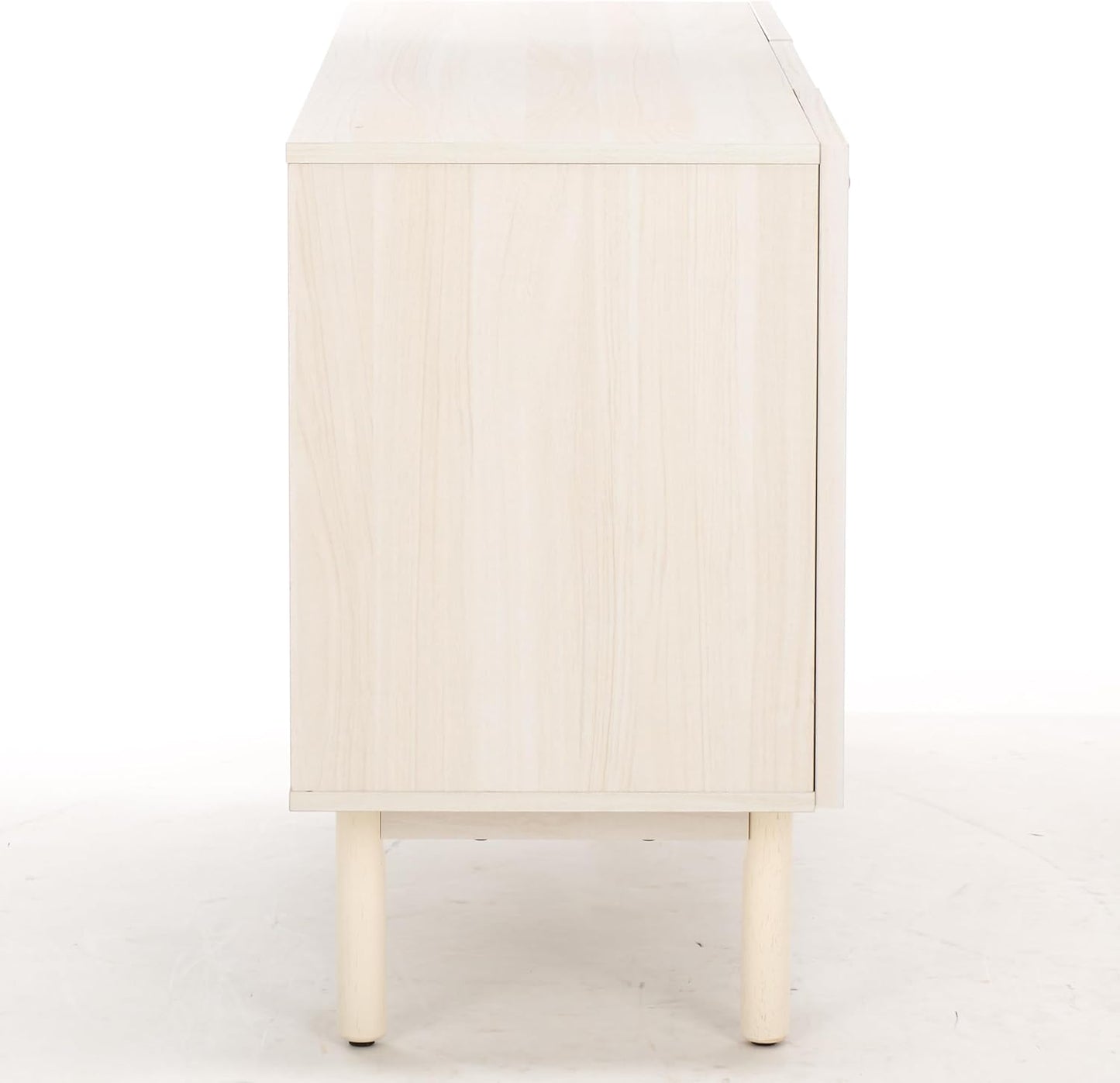 SAFAVIEH Aino TV Stand for up to 60" Flatscreen – Bleached White with Natural Rattan Mesh, 3 Doors with Interior Storage, Sideboard Cabinet, Entertainment Media Console (MED9618C)