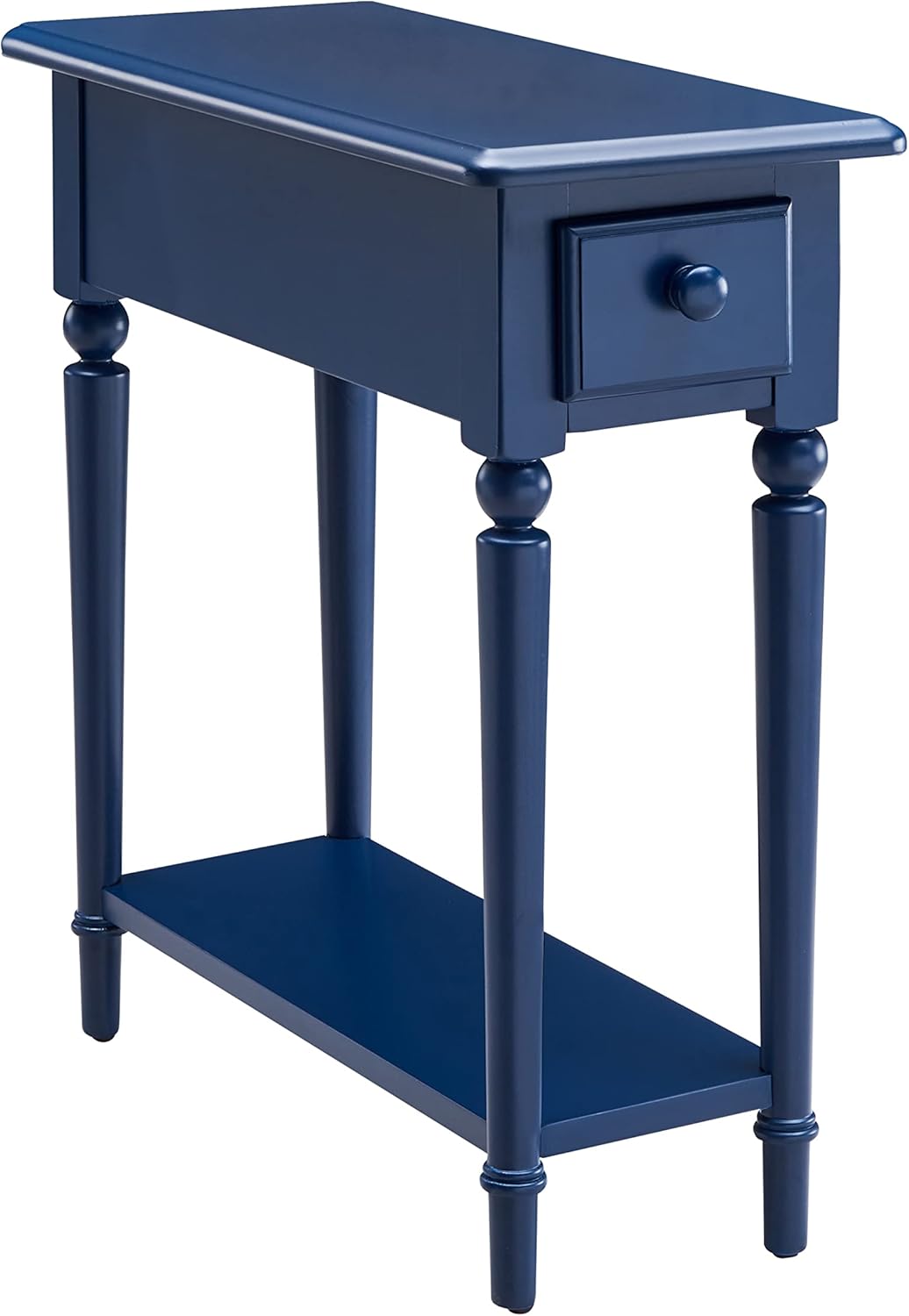 Leick Home Coastal End Table, Solid Wood, 1 Drawer, Bottom Display Shelf, Easy-Assembly, for Living Room/Bedroom, Navy, 23.5 in L x 10 in W x 24 in H, 20017-NV