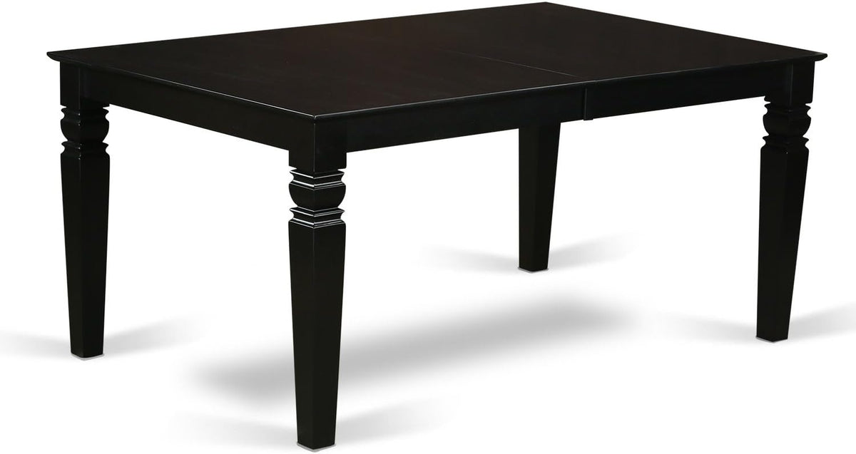 East West Furniture LGDU7-BLK-LC 7 Piece Modern Dining Table Set Consist of a Rectangle Wooden Table with Butterfly Leaf and 6 Faux Leather Dining Room Chairs, 42x84 Inch, Black