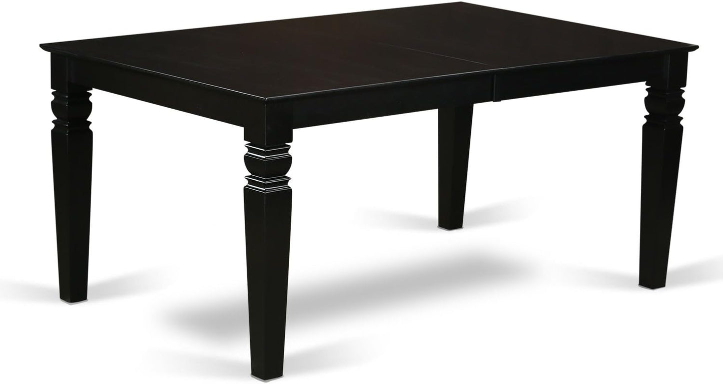 East West Furniture LGKE7-BLK-LC 7 Piece Modern Dining Table Set Consist of a Rectangle Wooden Table with Butterfly Leaf and 6 Faux Leather Dining Room Chairs, 42x84 Inch, Black