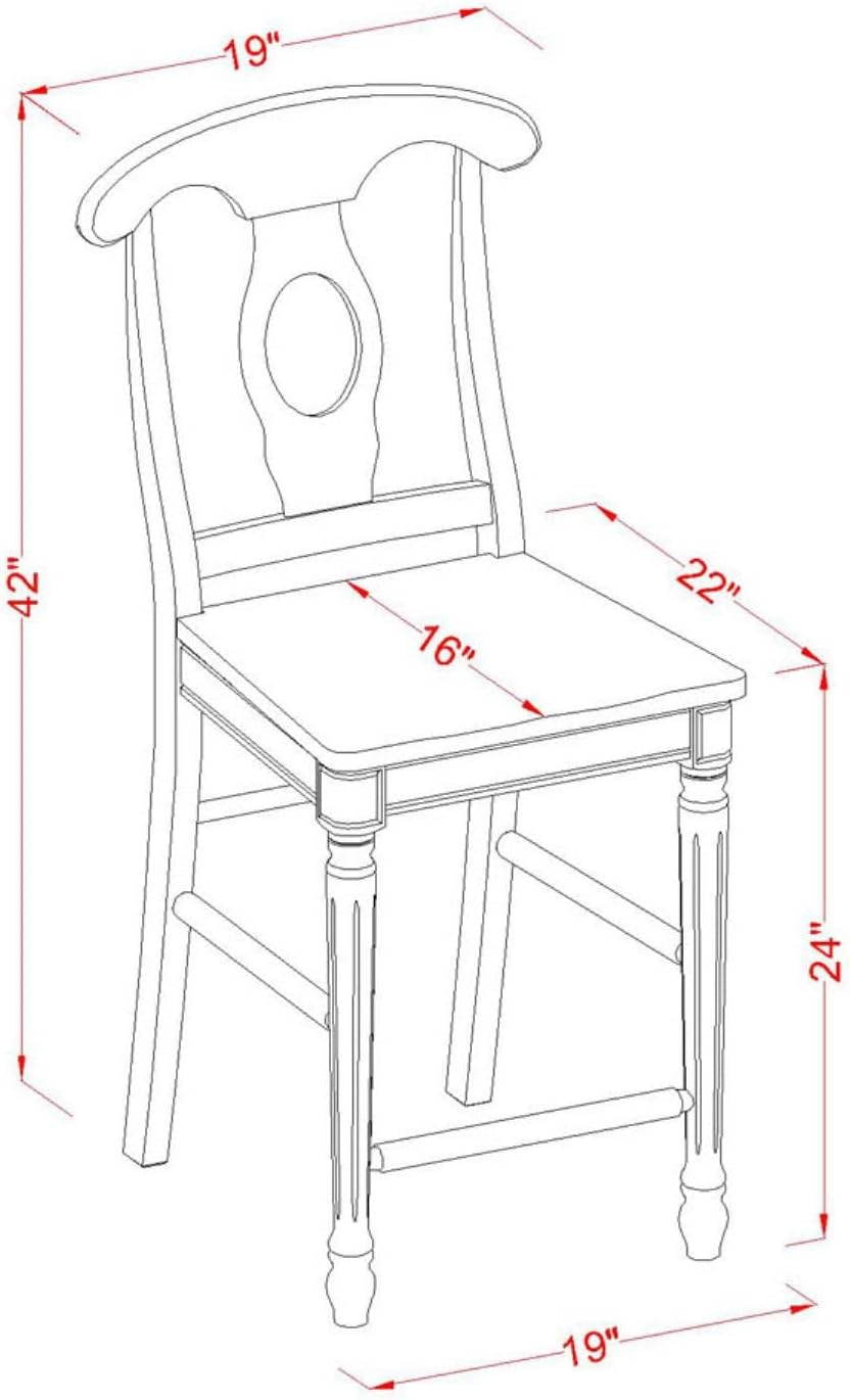 East West Furniture JAKE5-BLK-W 5 Piece Counter Height Pub Set Includes a Round Dining Table with Pedestal and 4 Dining Room Chairs, 36x36 Inch, Black & Cherry