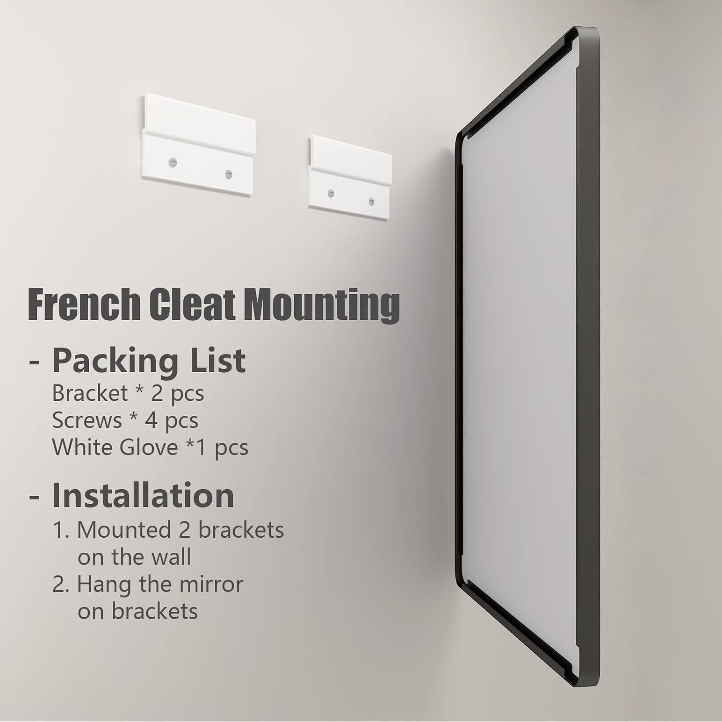 40x32 Black Bathroom Mirror, Matte Framed Bathroom Vanity Mirror for Wall, Modern Rectangle Mirror, Rounded Corners, Tempered Glass (Horizontally/Vertically)