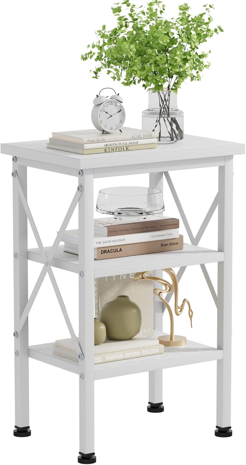 VECELO Modern Nightstands X-Design Side End Table Night Stand with Storage Shelf for Bedroom,Living Room,