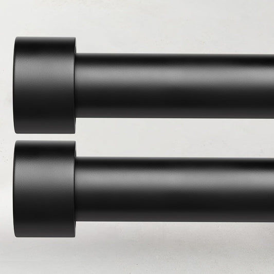 2 Pack Curtain Rods for Windows 48 to 84 Inch(4-7ft), 1 Inch Black Adjustable Heavy Duty Curtain Rod Set, Outdoor Long Drapery Rods for Patio Bedroom, Size 32"- 90"