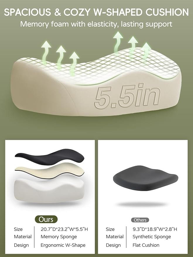 Office Chair 500lbs, Ergonomic Desk Chair with W-Shaped Thick Seat Cushion & 4D Armrest, Executive Mesh Desk Chair with Adjustable Lumbar Support, Swivel Task Chairs for Home Office Gaming, Black