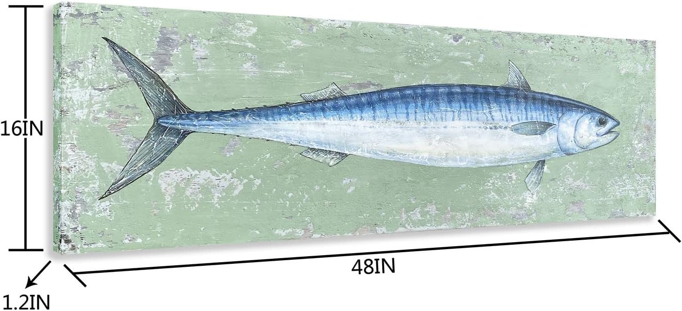 Yihui Arts Tuna Canvas Wall Art - Fish Oil Paintings with Textured – Abstract Coastal Pictures for Living Room Bedroom Bathroom Decor