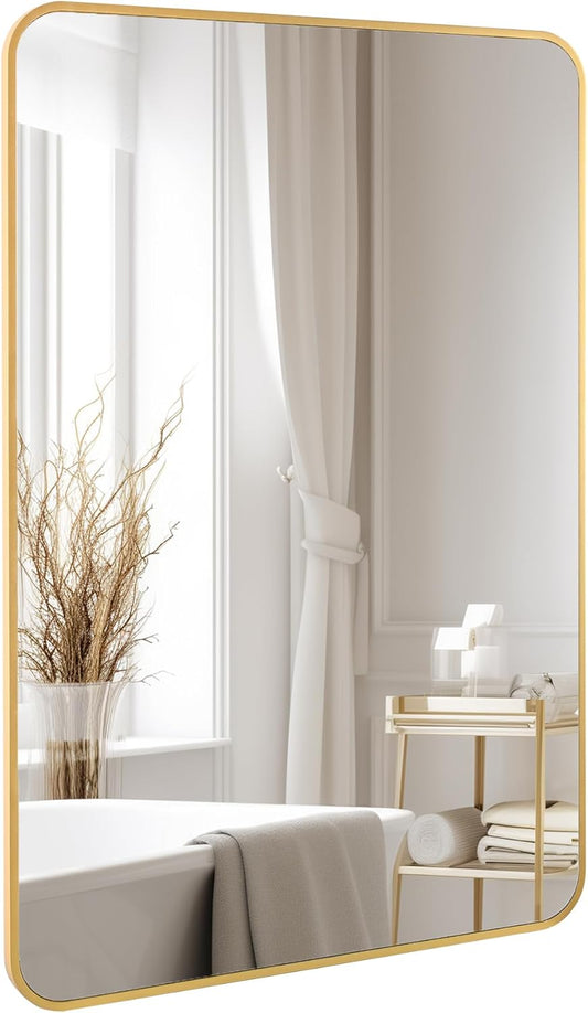 Gold Bathroom Mirror,Rectangle 20 x 30 Inch Vanity Wall Mirror,Modern Mirror for Wall Decoration,Decorative Rectangular Mirror for Bedroom Living Room Entryway