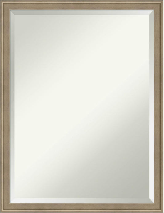 Amanti Art Brown Bathroom Mirror for Over Sink, 26x20 Florence Light Brown Rectangle Vanity Mirror, Medium Casual Frame, Hangs Horizonally and Vertically, Bathroom Wall Decor, Beveled Edge