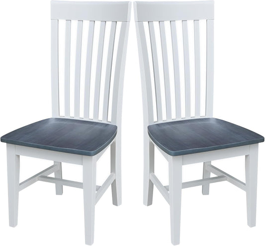International Concepts Set of Two Tall Mission Chairs, White/Heather gray