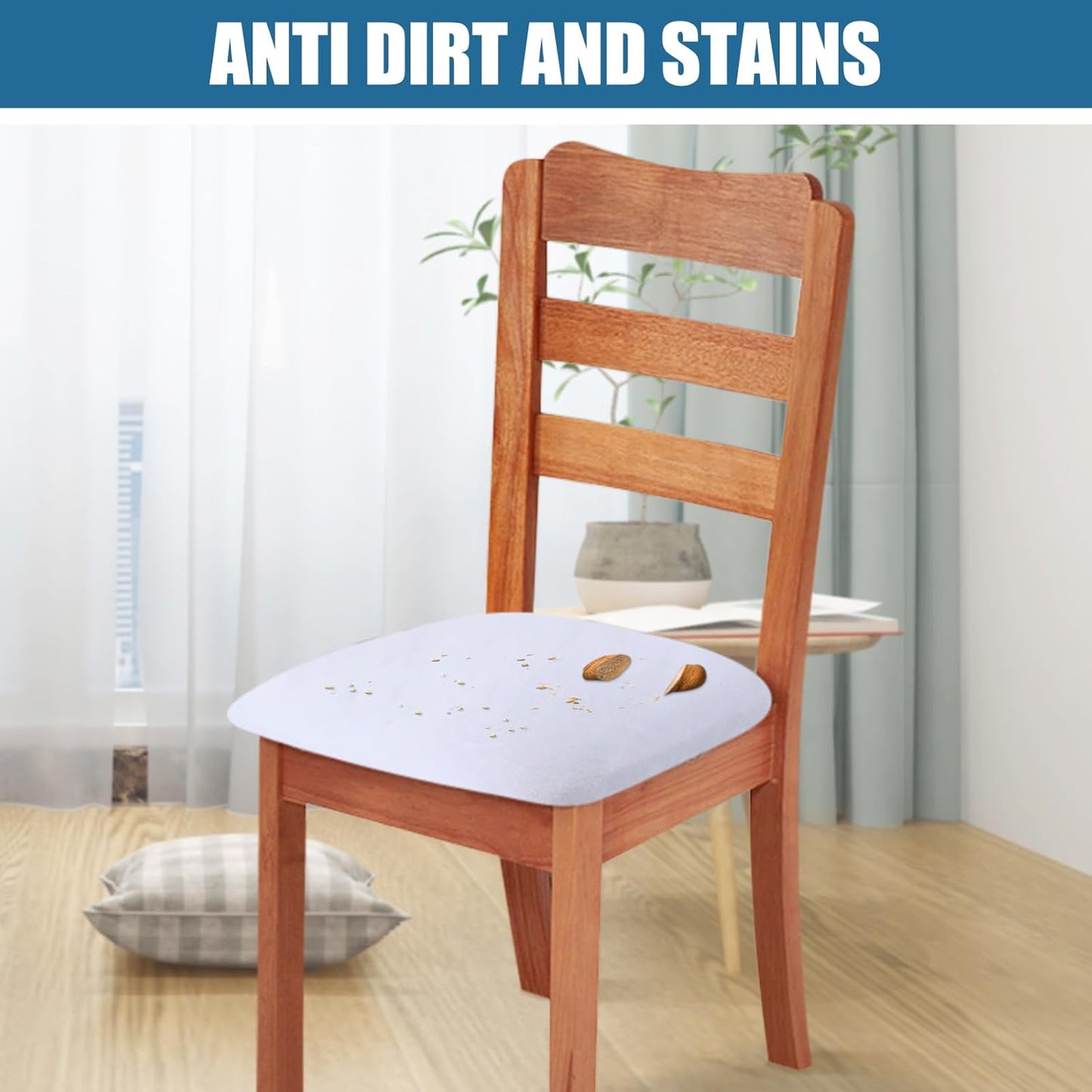 Smiry Velvet Seat Covers for Dining Room Chair Set of 2, Stretch Fit Removable Washable Chair Seat Cushion Protector Slipcovers with Ties, White